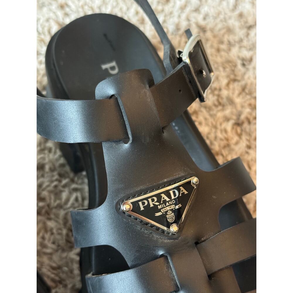 Prada 41 Rubber Monolith Sandals in Black - Picture 7 of 12